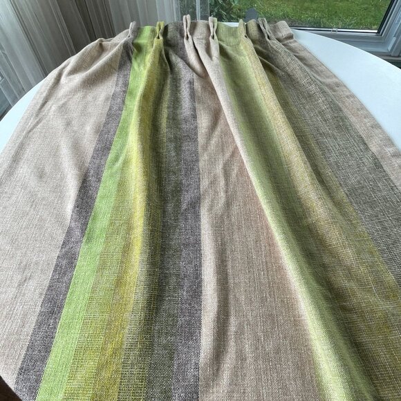 Vintage 70s curtain, oatmeal green ombre, woven single pleated panel & tie back - Picture 5 of 10